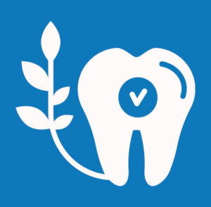 Tooth with a vine out of it and check mark symbolizing healthy teeth Tooth with a vine out of it and check mark symbolizing healthy teeth