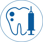 Sedation illustration of a tooth and a needle that depicts sedation